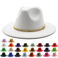 2021 OEM Design Vintage White Fedora Hat for Women Artificial Woolen Winter Cap Promotional Party Supplies