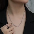 2021 Luxury Micro CZ Gold Plated Paper Clip Link Chain Solid 925 Sterling Silver Paperclip Necklace for Women