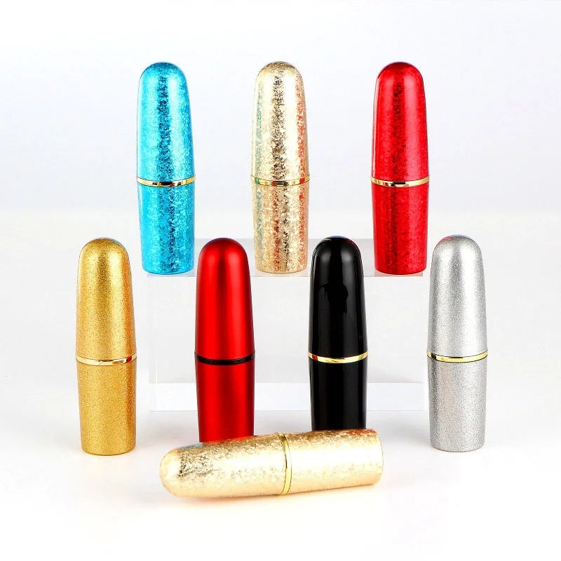 Empty Bullet Head Shape Lip Balm Container Plastic Gold Red Black Cosmetic Packaging 12.1mm Lipstick Tube