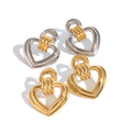 In Stock Gold and Silver Double Color 18k Gold Plated Jewelry Personality Women Daily Earrings