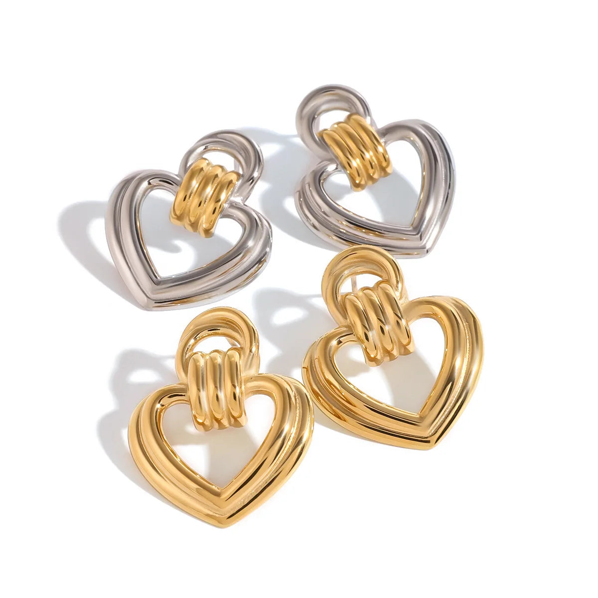 In Stock Gold and Silver Double Color 18k Gold Plated Jewelry Personality Women Daily Earrings
