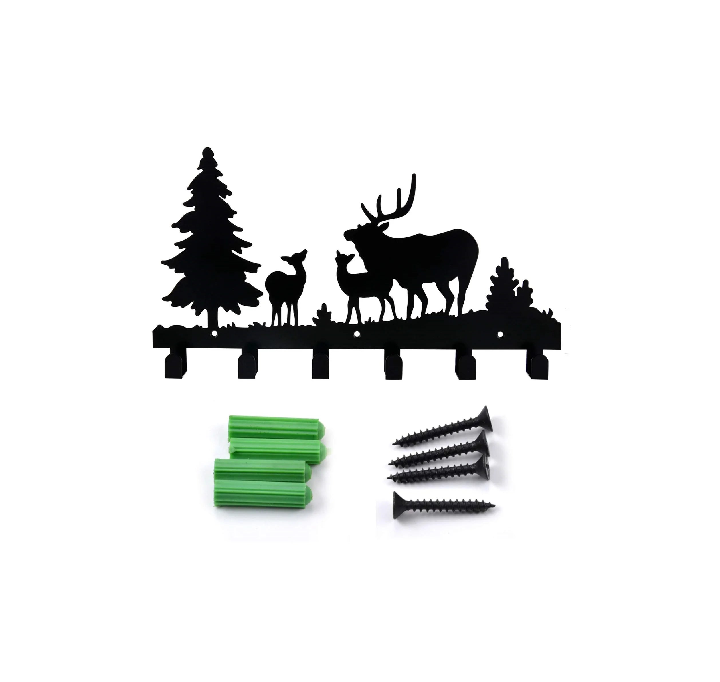Wall Mounted Iron Black Key Hanger 6 Hooks Eco-Friendly Multifunction Cartoon Car Pattern Garage Use