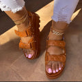 Shoes Stock Summer New Buckle Non slip Sole Womens Casual Beach Large Size Flat Platform Sandals