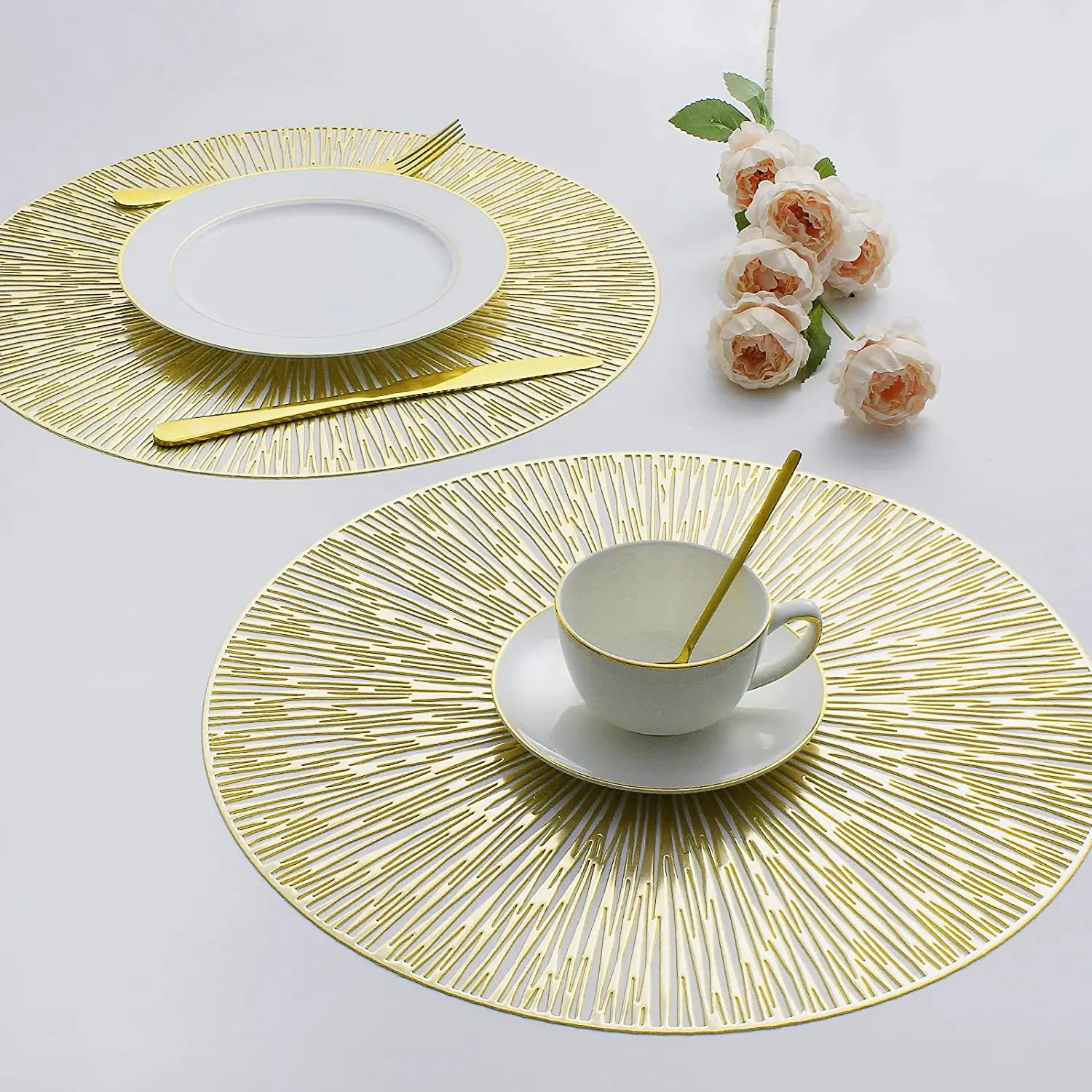 Tabletex Gold Luxury PVC Injection Molded Placemat for Hotel/Wedding Occasion Placemat