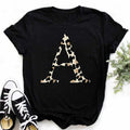 Plus Size Casual Leopard Print a B C Short Sleeve T-Shirt Women's Base Shirt Street Style Round Neck Top Polyester Fabric Spring