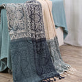 Two-Color Geometric Organic Woven Muslin Throw Blanket Sofa Cover for Living Room Bedroom Wearable Portable Four Seasons Use