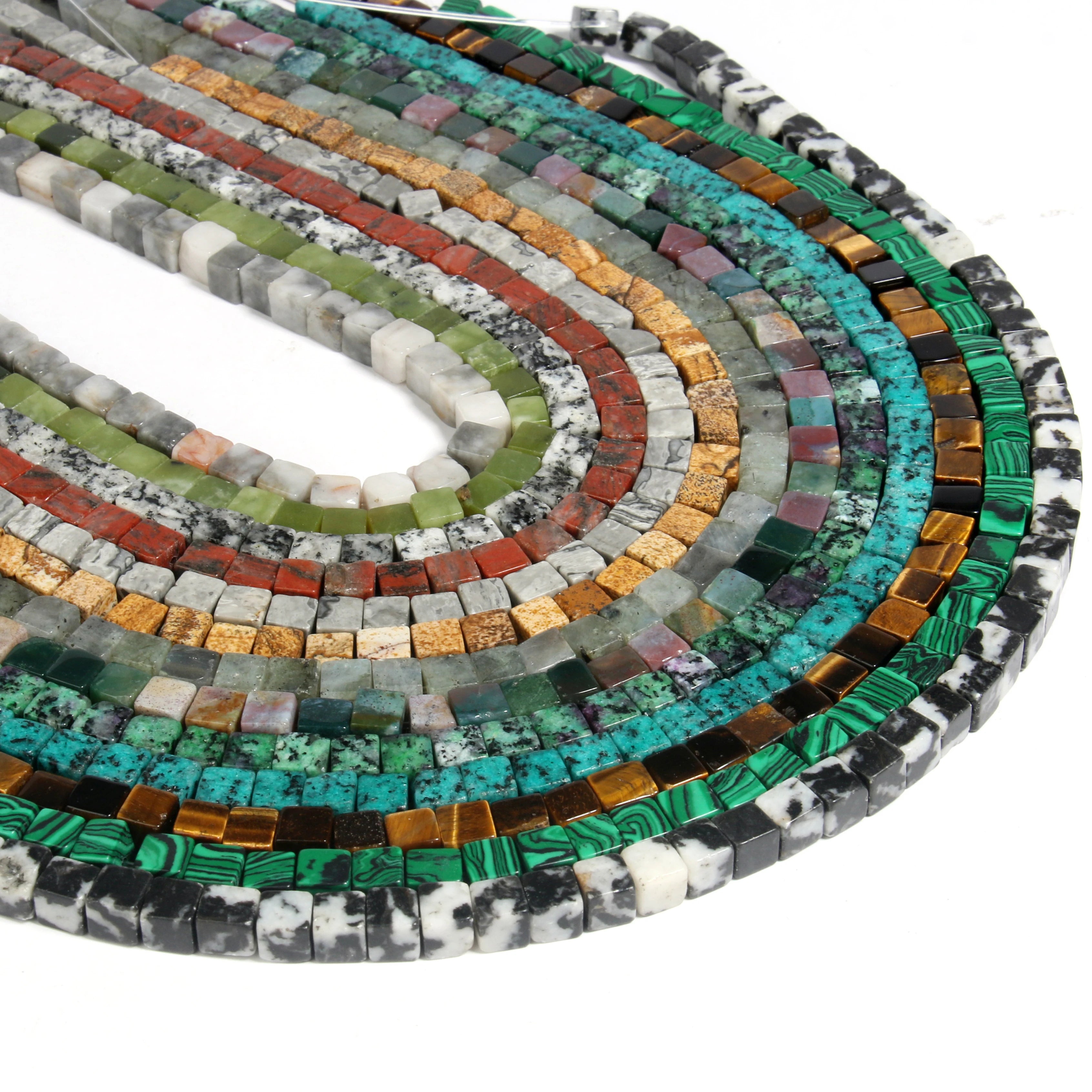 4/6/8mm Jaspers Crystal Square Beads Natural Stone Agates Amazonite Loose Cube Beads for Jewelry Making DIY