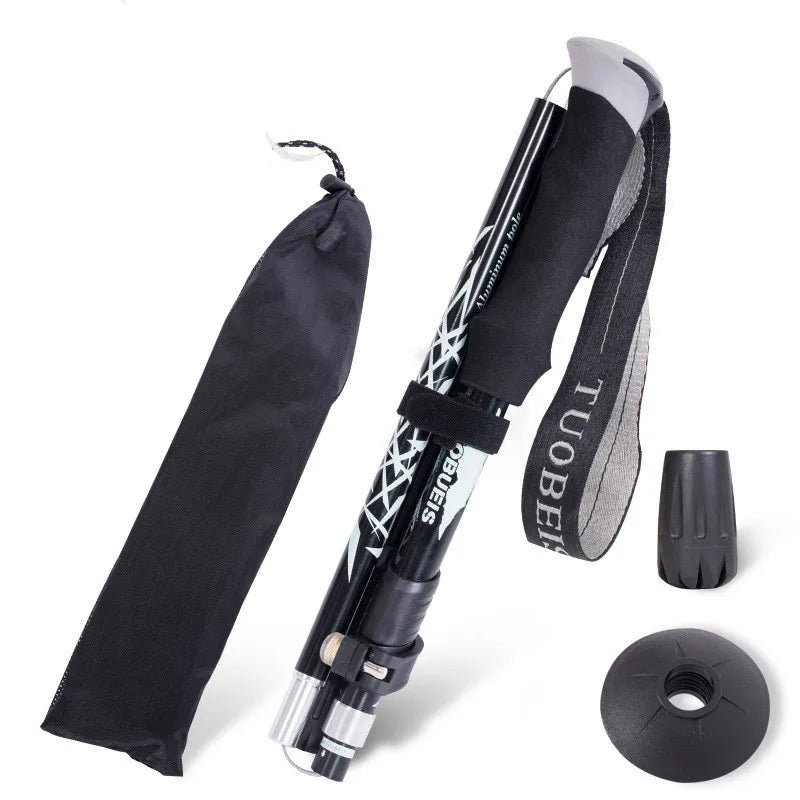 Lightweight Aluminum Alloy Folding Telescoping Climbing Stick with EVA Handle Outdoor Hiking Trekking Poles for Men and Women