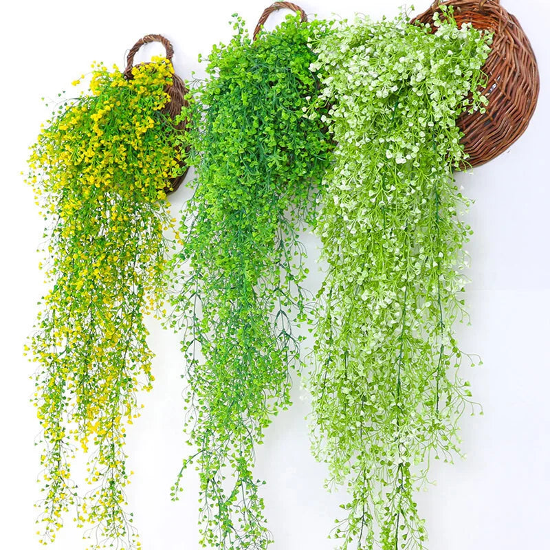 SZ Artificial Hanging Flowers on the Wall Leaves Fake Leaves Front Hanging Basket Rattan Flowers Artificial Decor Green Leave