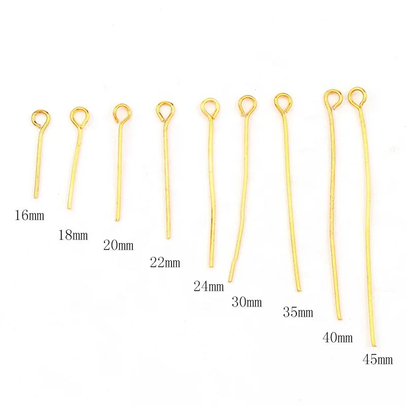 Jialin Open Eye Pins 14k Gold Plated Non-Tarnish Stainless Steel Eyelet Headpin Beading Needle Jewelry Making DIY