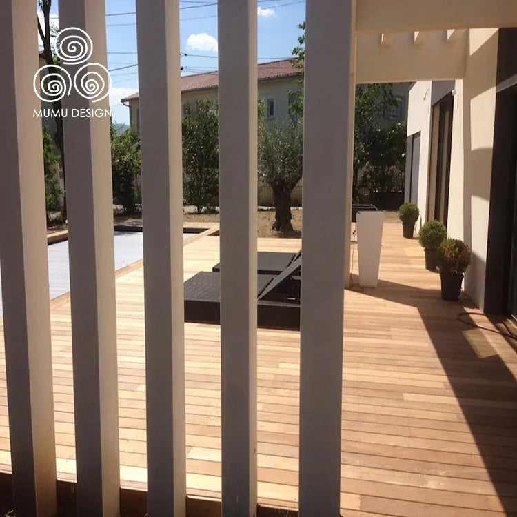 MUMU Design Chinese Style Wood Grain Exterior Plank Heat Insulation Decor Teak Slat Wall Panel Decking
