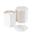 Custom White Porcelain Candle Vessels Candle Container Hexagon Ceramic Candle Jar with Lid