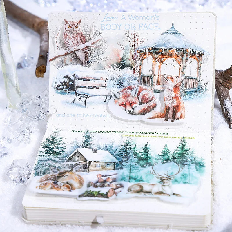 25 Sheets Per Pack Animal Scenic Sticker Pack Ice Age Collection 6 Choices Winter Forest Theme