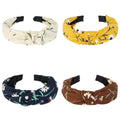 Knotted Twist Hairband Hair Accessories Hoop Floral Striped Print Plain Knitted Non Slip Fabric Cross Knot Turban Wide Headbands
