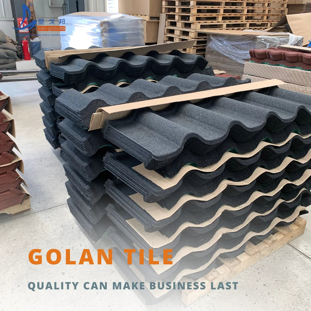 One-stop Service Golan Metal Roof Sheet Tejas Para Techo Alu-Zinc Galvalume Shingle Roof Stone Coated Roofing Tile