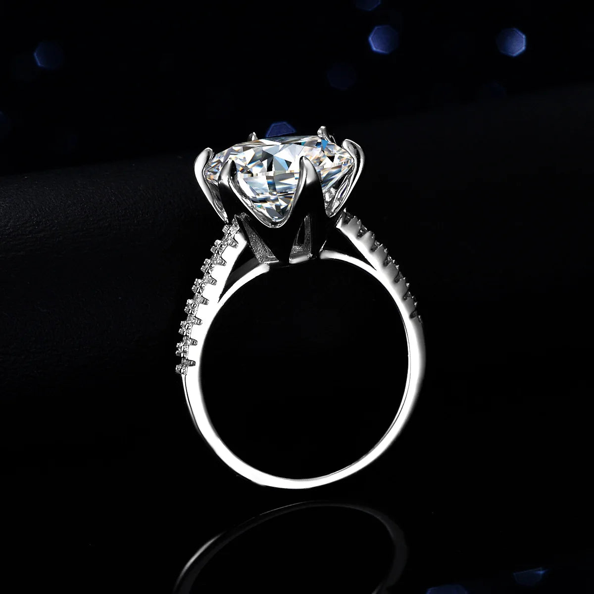Factory Wholesale S925 Sterling Silver Classic Six Claw Ring 5Carat Moissanite Diamond Ring Women's Wedding Ring