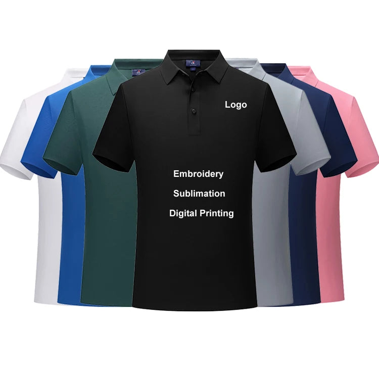 Custom Polo Shirts With Embroidery Logo Cotton Spandex Unisex Promotion Golf Shirt Work Team Uniform Printed Men's Polo T-Shirts