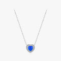 Romantic Anniversary Gifts Fine Jewelry 925 Sterling Silver Exquisite Blue Opal Heart Pendant Necklace for Women