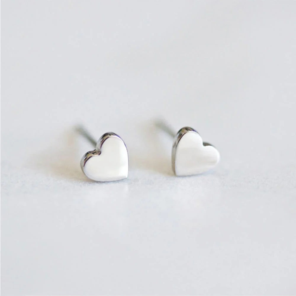 316L Stainless Steel Trendy Rose Gold/Gold/Silver Heart Shape Peach Hearts Love Glossy Stud Hoop Earrings 0.4*0.4 Anniversaries