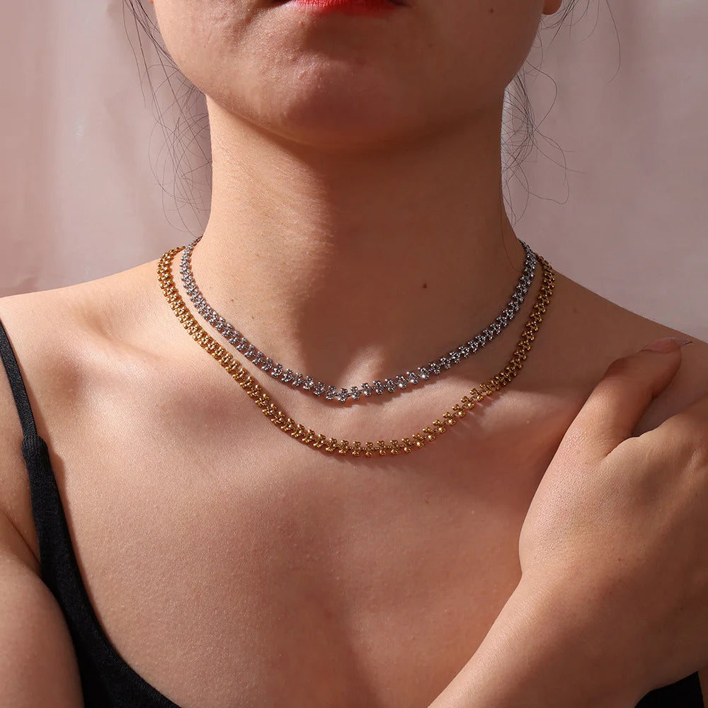 X117 Wholesale 18k Gold Plated Stainless Steel Ear of Wheat Shaped Chain Necklace Women's Simple Non Tarnish Choker Necklace
