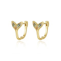 Daidan Zircon Earings Korea Small Dainty Mermaid Tail Colorful Hoop Sterling Silver Hoops Earrings