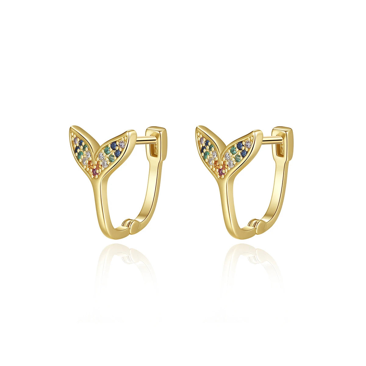 Daidan Zircon Earings Korea Small Dainty Mermaid Tail Colorful Hoop Sterling Silver Hoops Earrings
