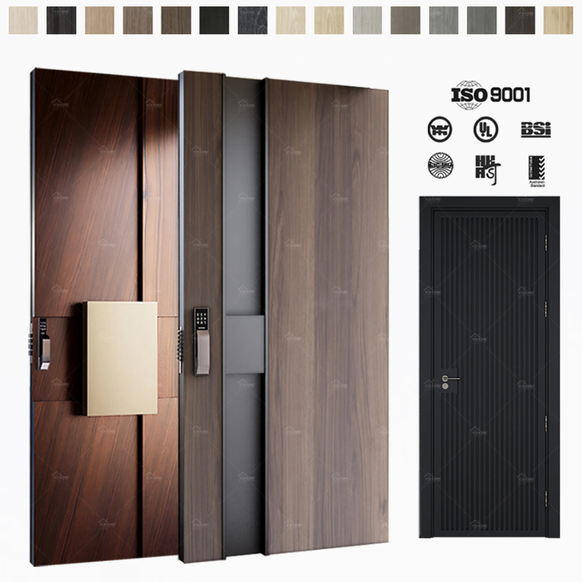 American Black Walnut Solid Wood Modern Front Exterior Doors Wooden Pivot Main Door External and Internal Doors MegaBDM