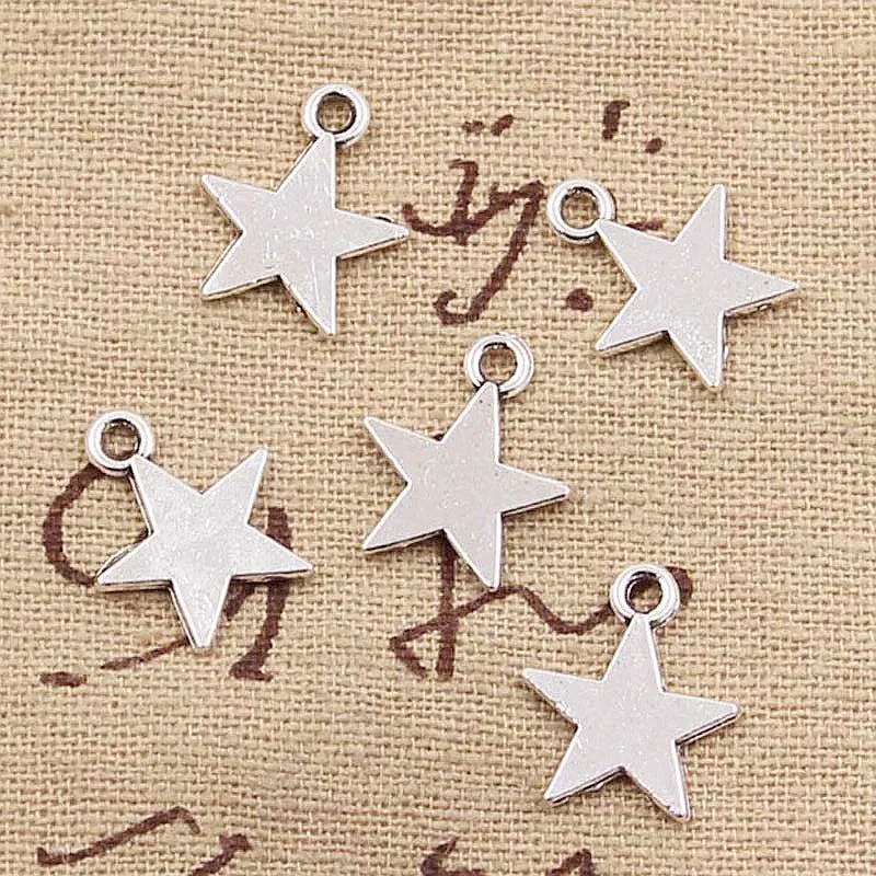 Antique Silver Bronze 16x13MM Star Charms Vintage Style Zinc Alloy Pendant Gold Plated Accessories for Jewelry Making