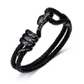 Luxury Stainless Steel Design Snake Leather Bracelet Wholesale Leather Engravable Magnetic Clasp Bracelet for Men Gift