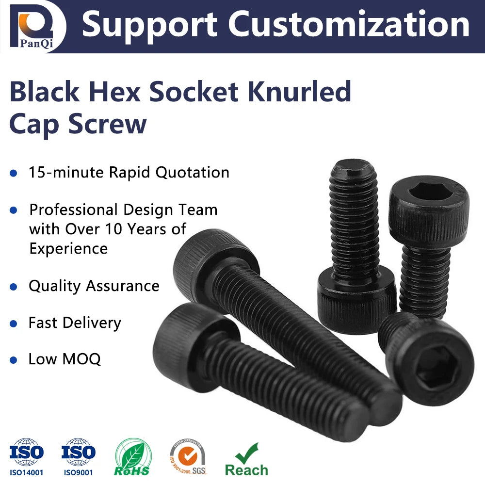 Hot Sale 12.9 Grade M2 M3 M4 M5 M6 M8 M10 Carbon Steel Black Hex Socket Head Cup Small Screws