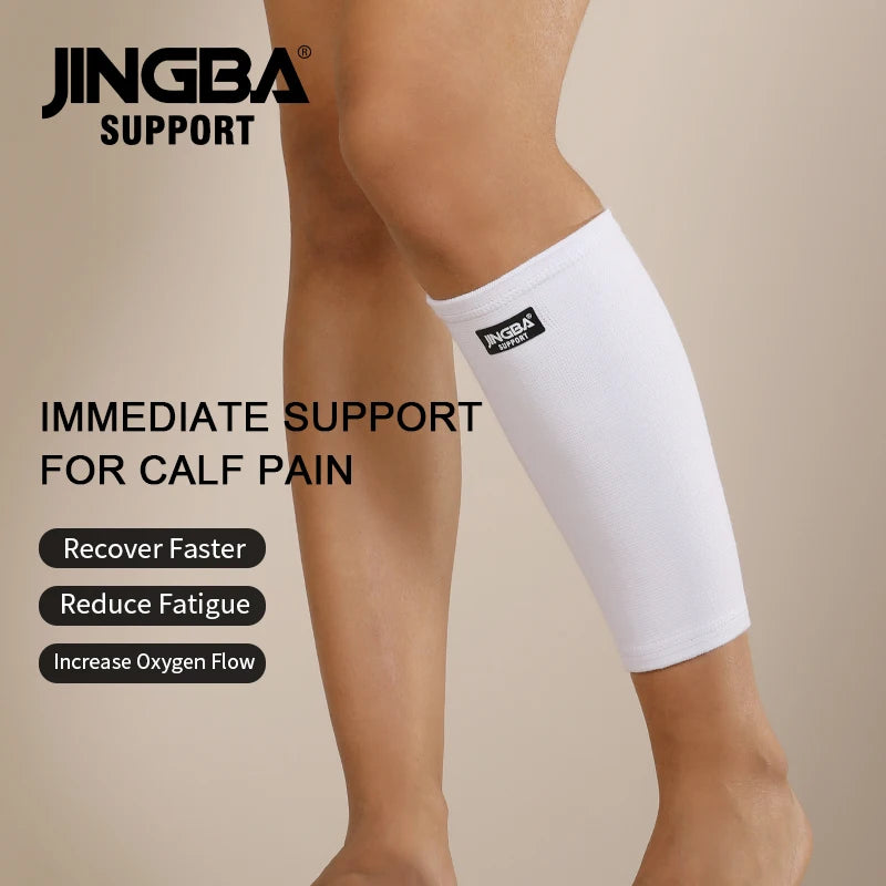 JINGBA Factory Price White Adjustable Breathable Shin Brace Calf Compression Sleeve Footless Compression Socks for Shin Splint