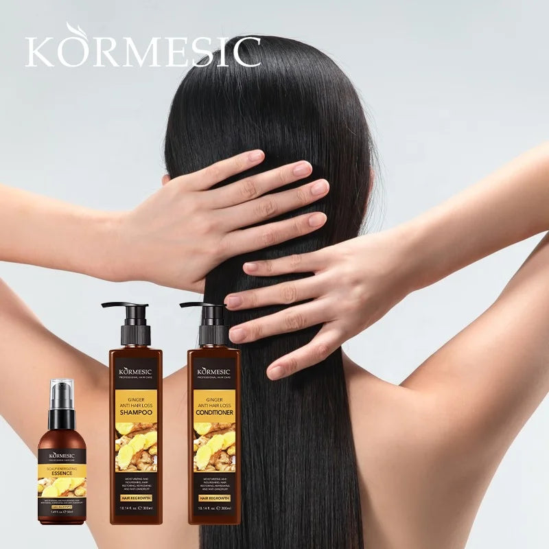 KORMESIC OEM Ginger Shampoo Kits Hair Loss Anti-dandruff Ginger Shampoo and Conditioner Set