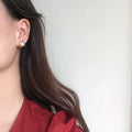 Minos Jewelry Pearl Earrings Minimalist 18K Gold Plated Stainless Steel Pearl Earrings for Women