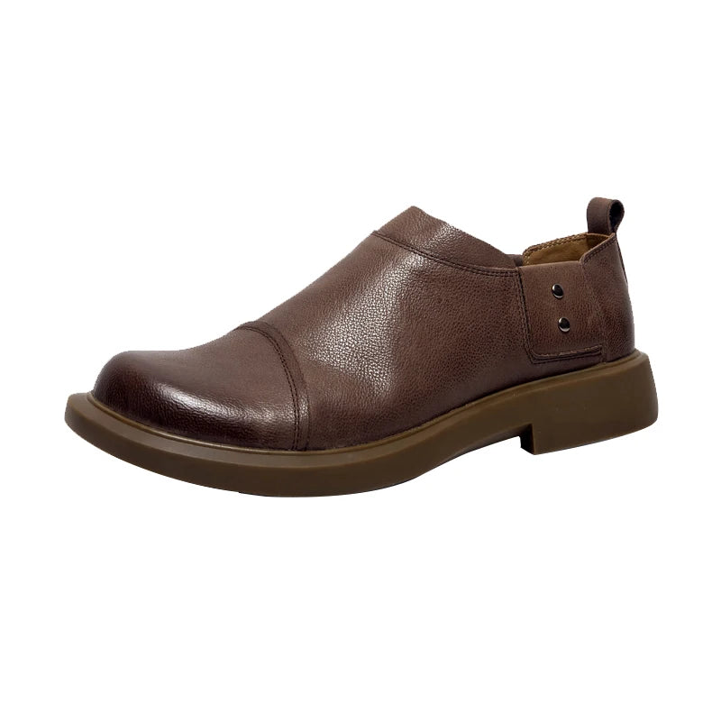 2025 Men's Casual Oxfords Dress Shoes Comfortable Slip-On Genuine Leather Breathable Anti-Slip Summer/Winter/Spring/Autumn