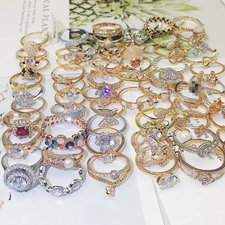 Mixed Wholesale Jewelry Color Retention Ring Ladies Dies Ring Gold Wedding Rings for Couples Set and Engagement