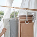 5 in 1 Magic Trouser Rack Hangers Stainless Steel Folding Pant Rack Tie Hanger Shelves Bedroom Closet Organizer Wardrobe Storage