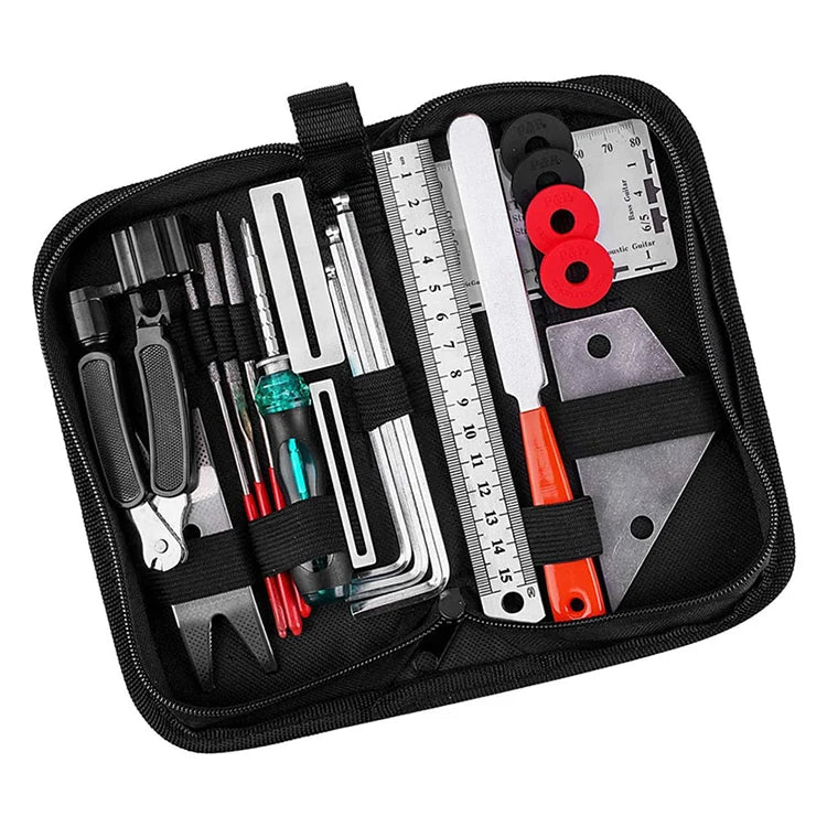 20pcs Guitar Repairing Tool Kit Guitar File Wire Plier String Organizer Hex Wrenches Files Bridge Pins for Guitar Ukulele Bass