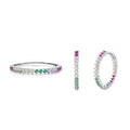 Light Luxury Fine Jewelry Set 925 Sterling Silver Colored Zircon Stackable Ring Hoop Earrings Gifts Engagement Parties