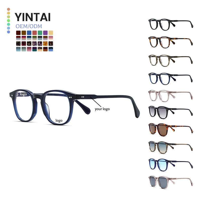 China Shenzhen Factory Wholesale 2025 New Neutral High Quality Retro Color Thick Frame Acetate Men's Optical Glasses