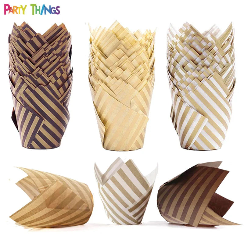 Disposable Tulips Cups Grease Proof Homemade Liners Muffin Wrapper Baking Paper Cake Cup Liners
