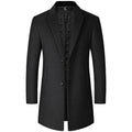 New Arrive Men Autumn Winter Turn-down Collar Solid Color Simple Plus Size Casual Coat Medium Length Woolen Overcoat