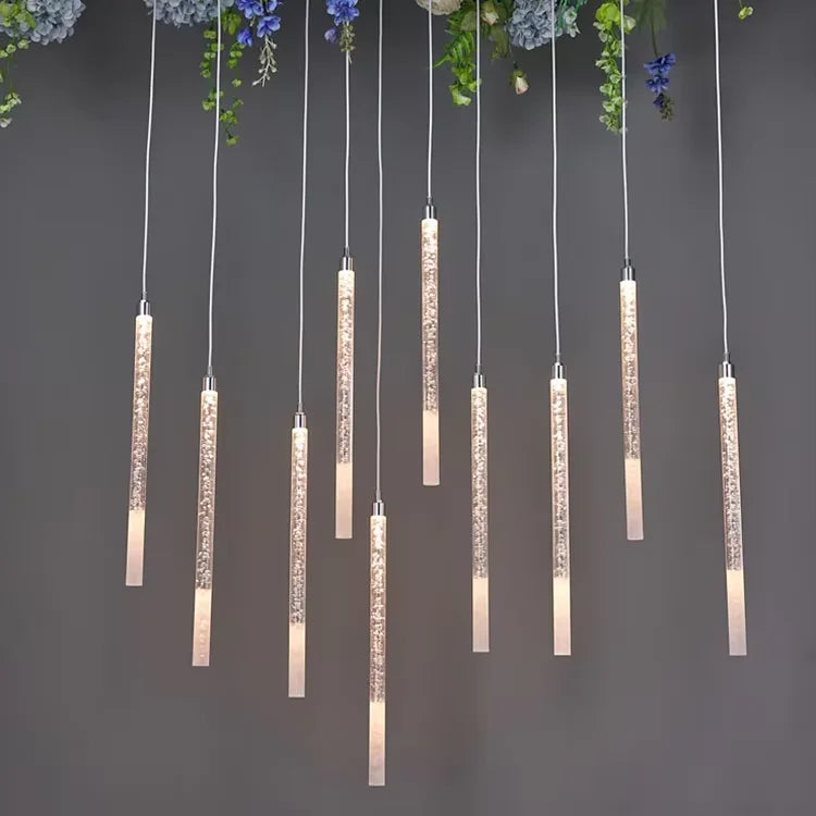 Gaojian Acrylic Frosted Rod 10 Head European Style Eco-friendly 40cm Ceiling LED Chandeliers Pendant Light Wedding Decoration