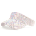 Unisex Summer Sun Visor Hat with Shiny Rhinestones Adjustable Diamond UV Protection Top Cap Plain Cycling Bling Studded Design