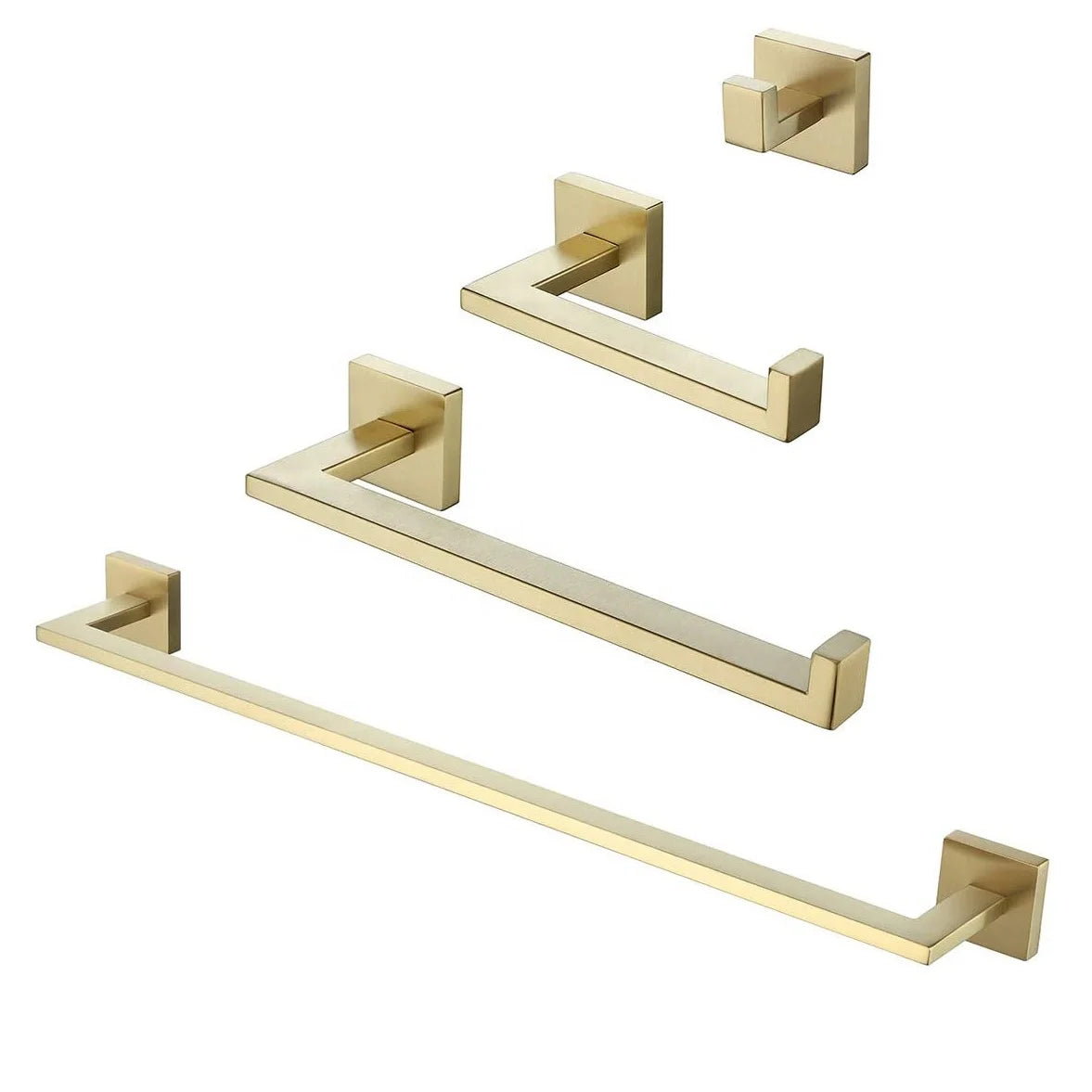 China Online Store 4-Piece Gold Home Towel Bar Set Stainless Steel Wall Mounted Bathroom Accessory with Heater for Hotels