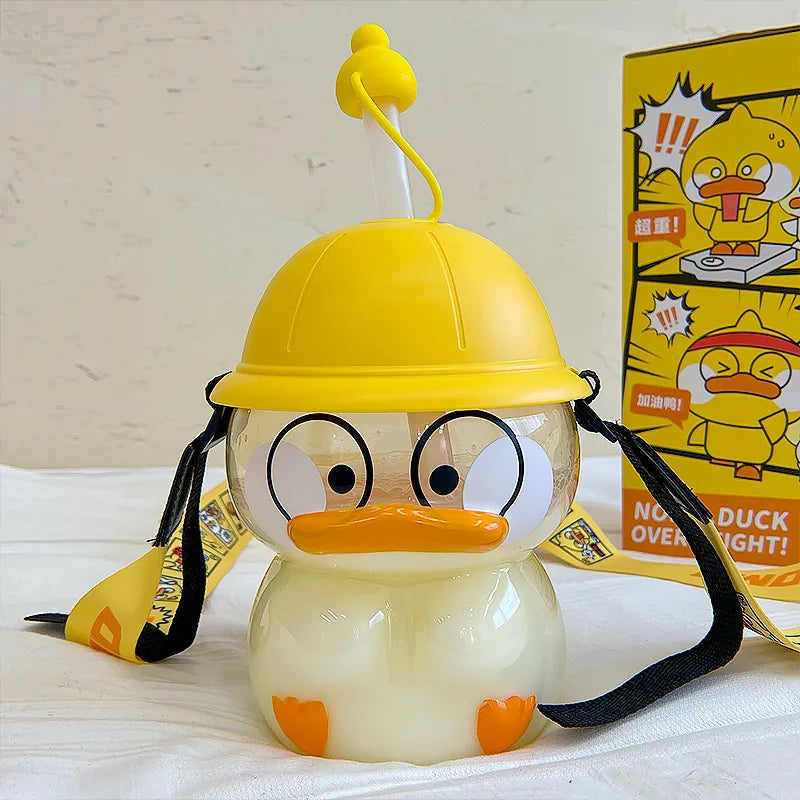 1200ml Cute Chubby Shaped Reusable Plastic Transparent Clear Water Bottle with Strap Straw