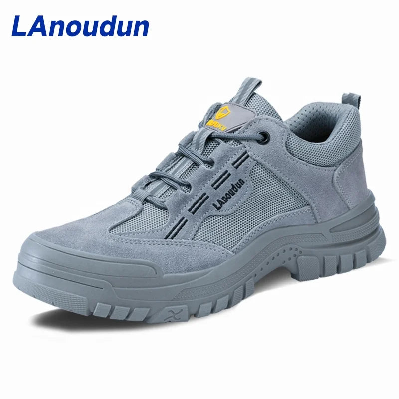 LAnoudun  Gray New Style Anti - Smashing Anti - Piercing Insulating 10KV European Standard Fiberglass Toe Cap Safety Shoes