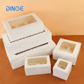 White Paper Cake Box with Clear Window Bakery Pastry Packaging Box for Dessert Cookie Cupcake Takeaway