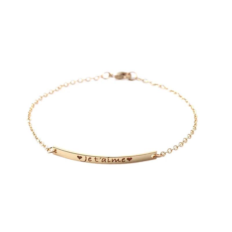 2026 New Fashion Personalized Alloy Bracelet Silver and Gold Engraving Jewelry Manufacturer Wholesale for Private Custom Gift