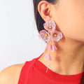 Flower Style Women's Fashion Drop Earrings Long Exaggerated Luxury Alloy Design with Temperament Sense
