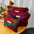 Wholesale Ladies New Arrival Red Flower Women Makeup Bag Portable  Cosmetic Bag Skin Care Products Toiletry Storage Bag